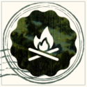 Icon of bonfire, stylized to look like stamp